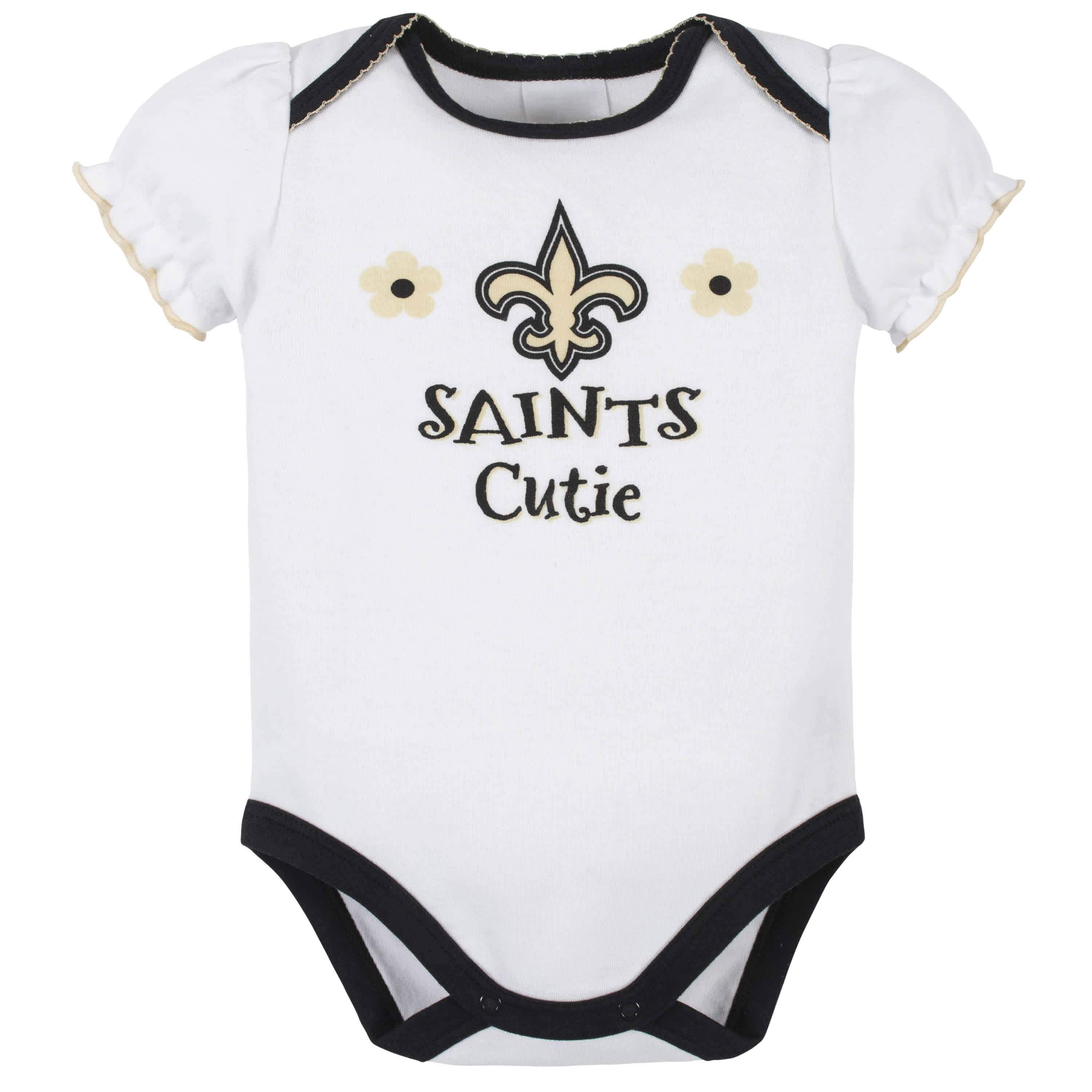 New Orleans Saints Baby Girls Short Sleeve Bodysuits-Gerber Childrenswear