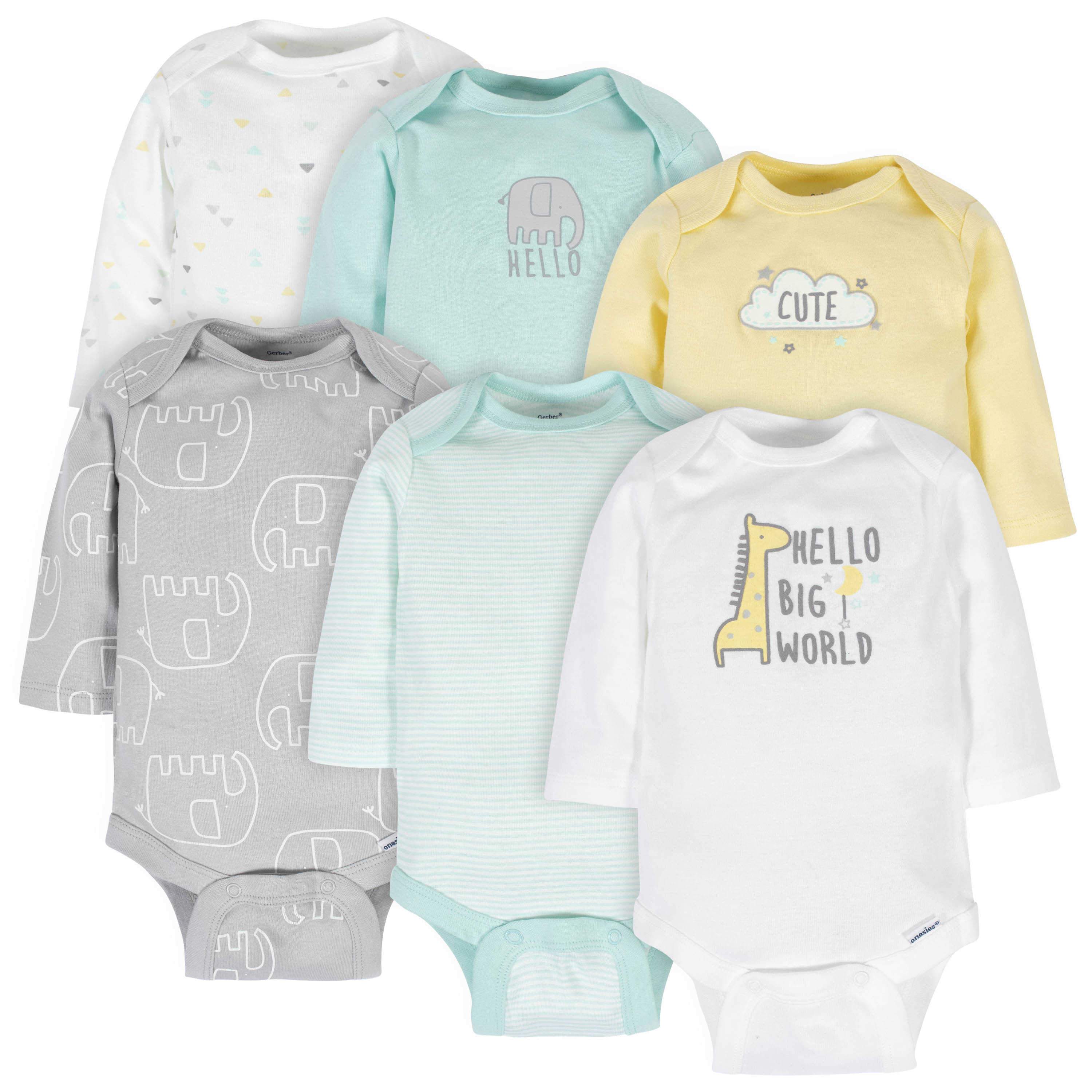 Gerber Rompertjes Voor Baby's, Set Van 6, Jongens, Thema Jungle Lange Mouwen Merk Onesies 3249432510 Gerber Rompertjes Voor Baby's, Set Van 6, Jongens, Thema Jungle Lange Mouwen Merk Onesies 3249432510