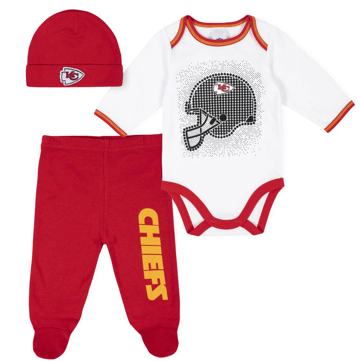 Kansas City Chiefs 3-Piece Baby Boys Bodysuit, Pant, and Cap Set-Gerber Childrenswear