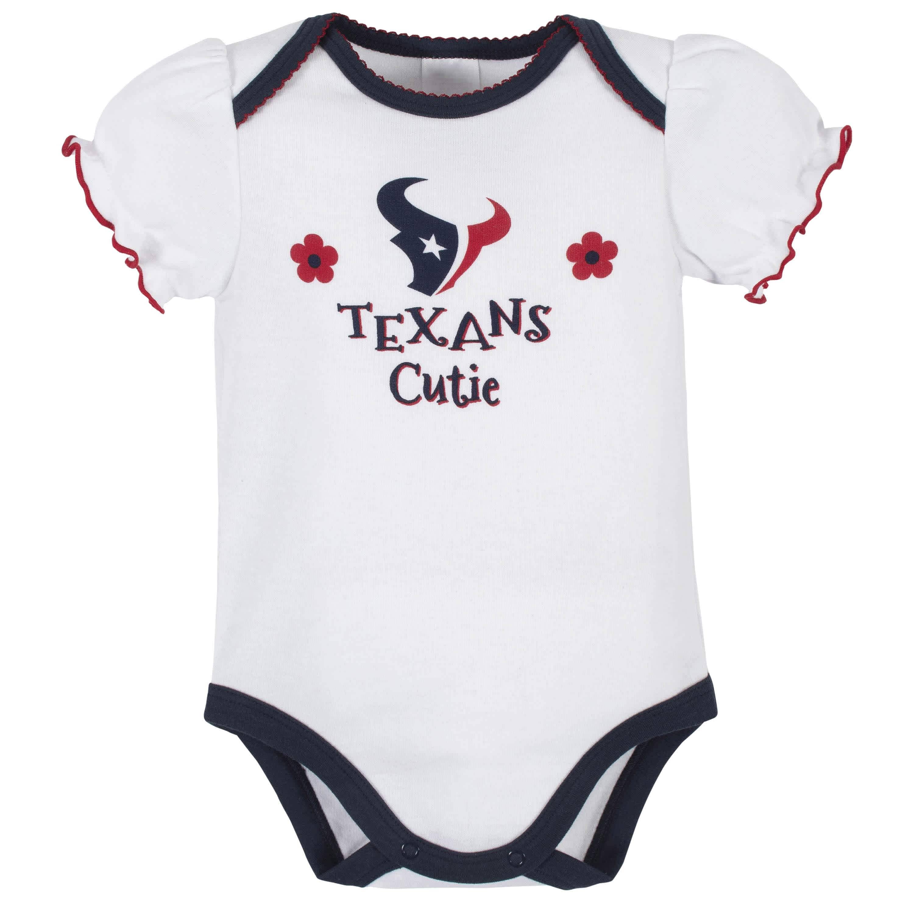 Houston Texans Baby Girls Short Sleeve Bodysuits-Gerber Childrenswear
