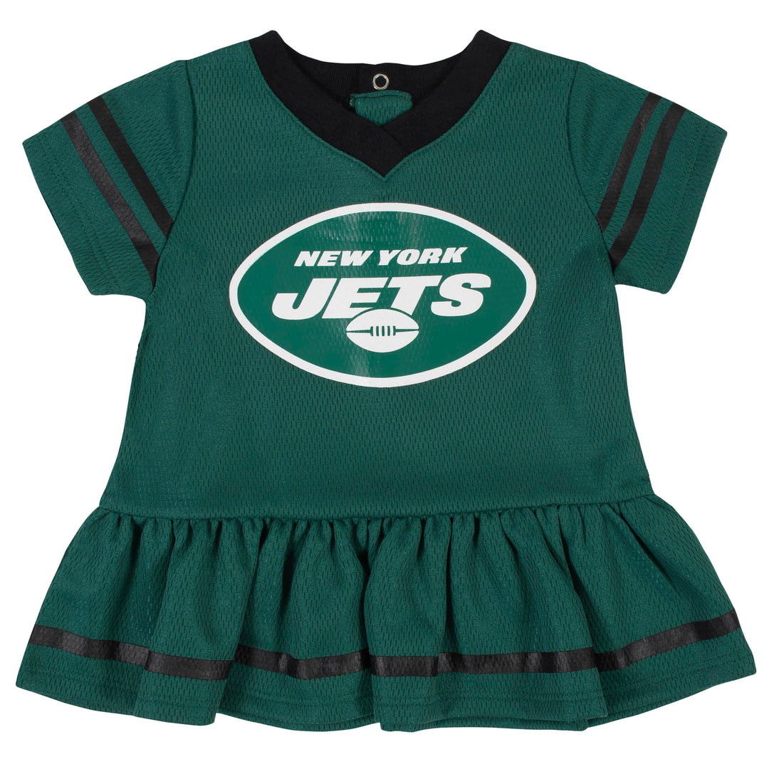 NFL New York Jets Team Jersey Dress and Diaper Cover, GreenWhite New York Jets, 18 Months