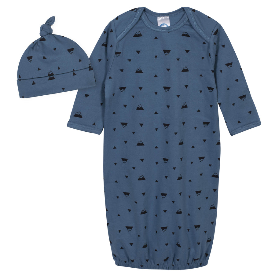 2-Piece Baby Boys Comfy Stretch Badger Gown and Cap Set-Gerber Childrenswear