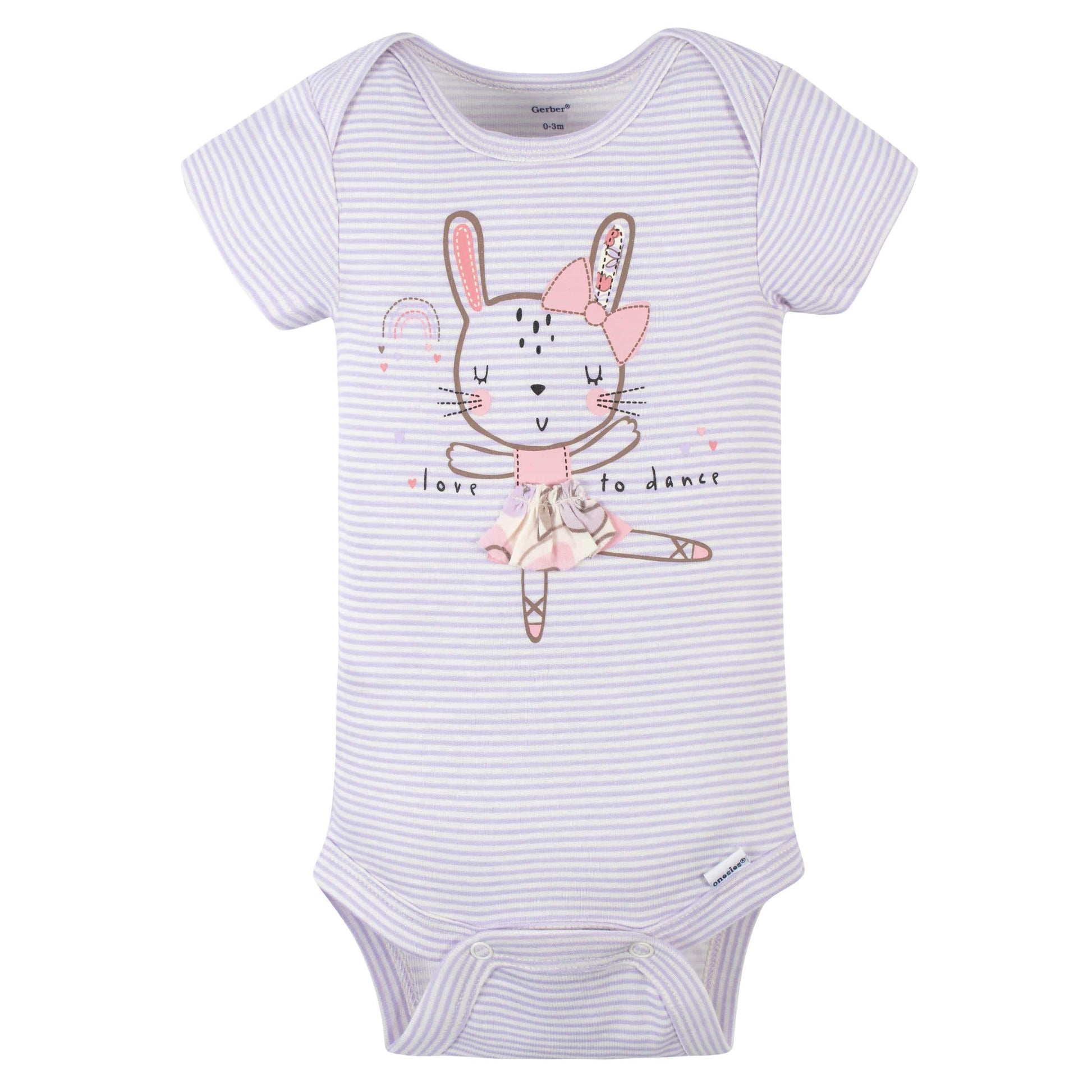 4-Pack Baby Girls Bunny Ballerina Short Sleeve Onesies® Bodysuits-Gerber Childrenswear