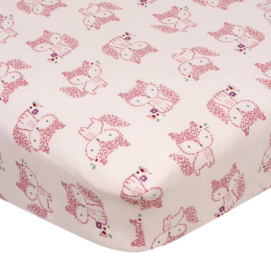 Girls Foxes Fitted Crib Sheet-Gerber Childrenswear