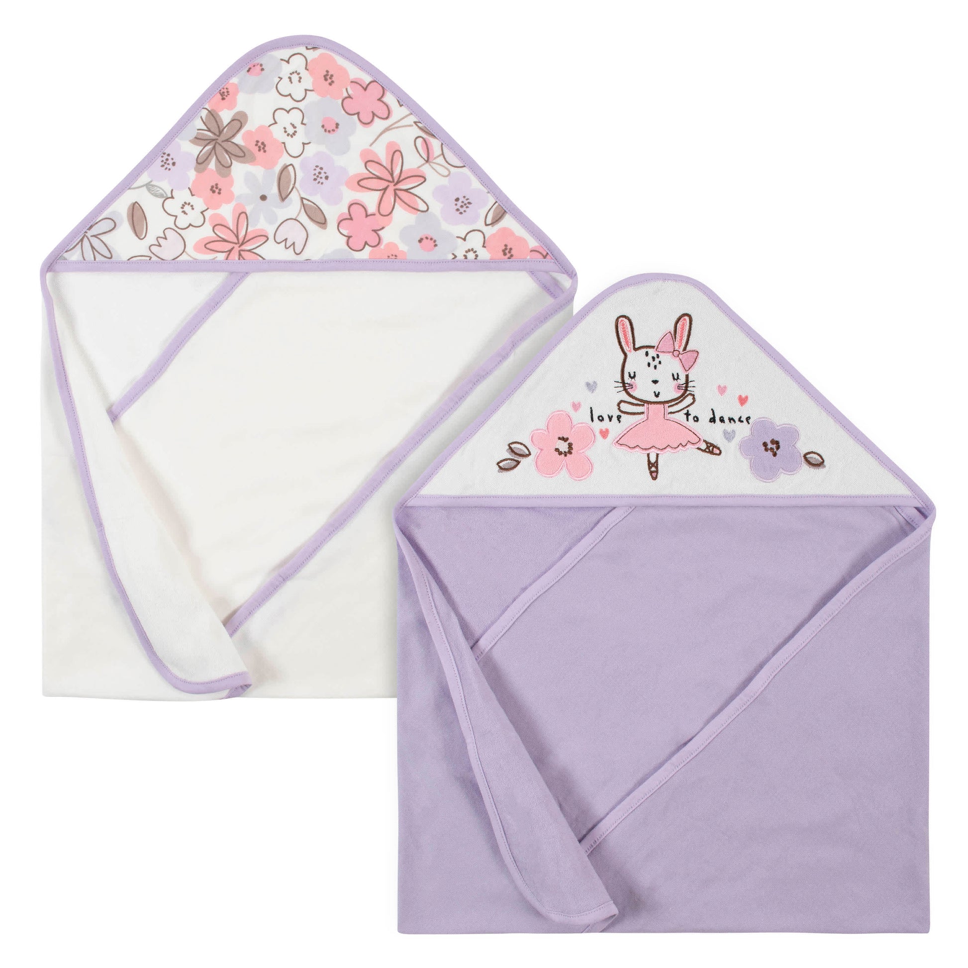 2-Pack Baby Girls Bunny Hooded Towels-Gerber Childrenswear