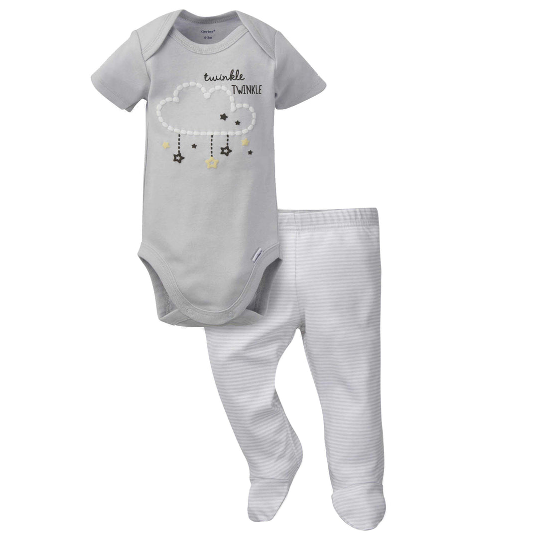 2-Piece Baby Neutral Clouds Bodysuit and Pant Set-Gerber Childrenswear
