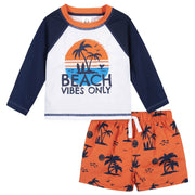 2-Piece Baby & Toddler Boys Vacation Vibes Rash Guard & Swim Trunks Set-Gerber Childrenswear