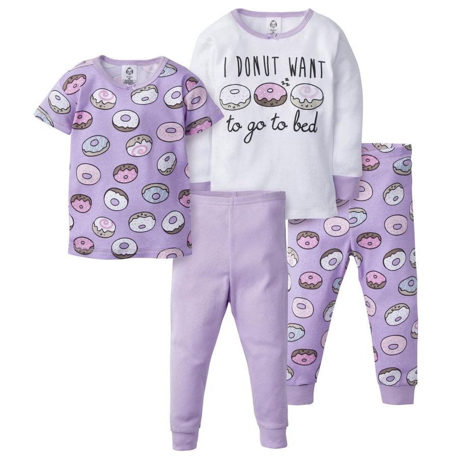 4-Piece Girls Cotton Pajamas - Donut-Gerber Childrenswear