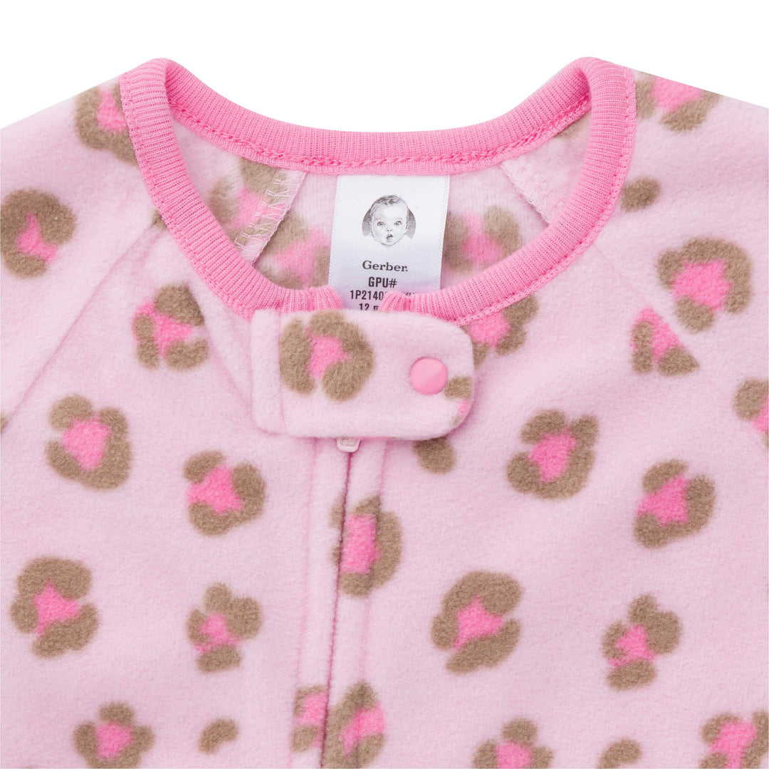 2-Pack Baby & Toddler Girls Leopard Fleece Pajamas-Gerber Childrenswear
