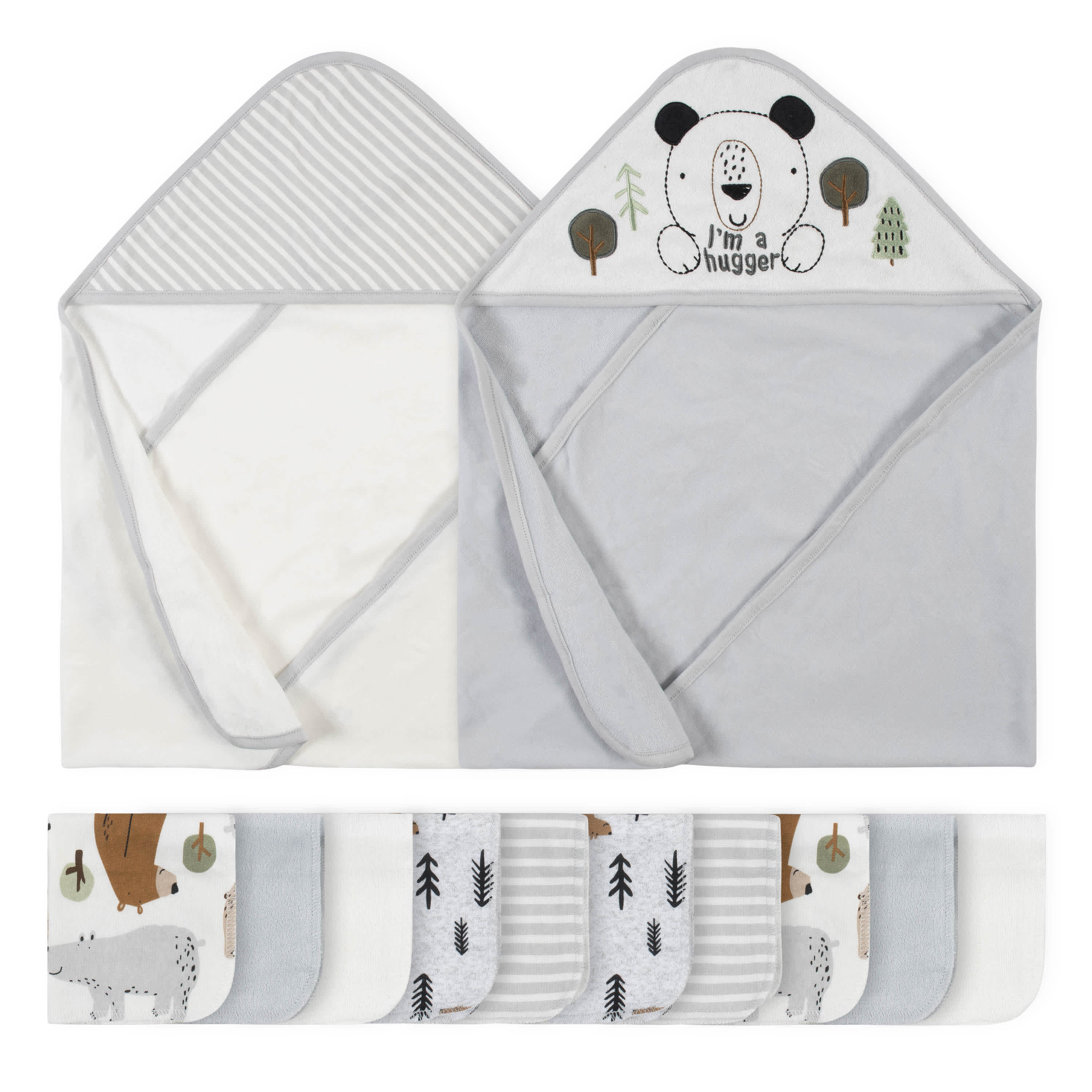 12-Piece Boys Bear Hooded Towel & Washcloth Set-Gerber Childrenswear